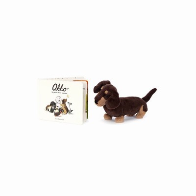 Jellycat Otto Le Petit Chien Saucisse Livre and Otto Sausage Dog Medium UK | 24038ZIWD